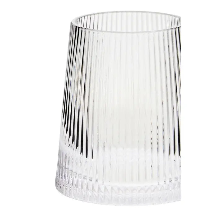 Set of Four Ribbed Clear Glass Tumblers