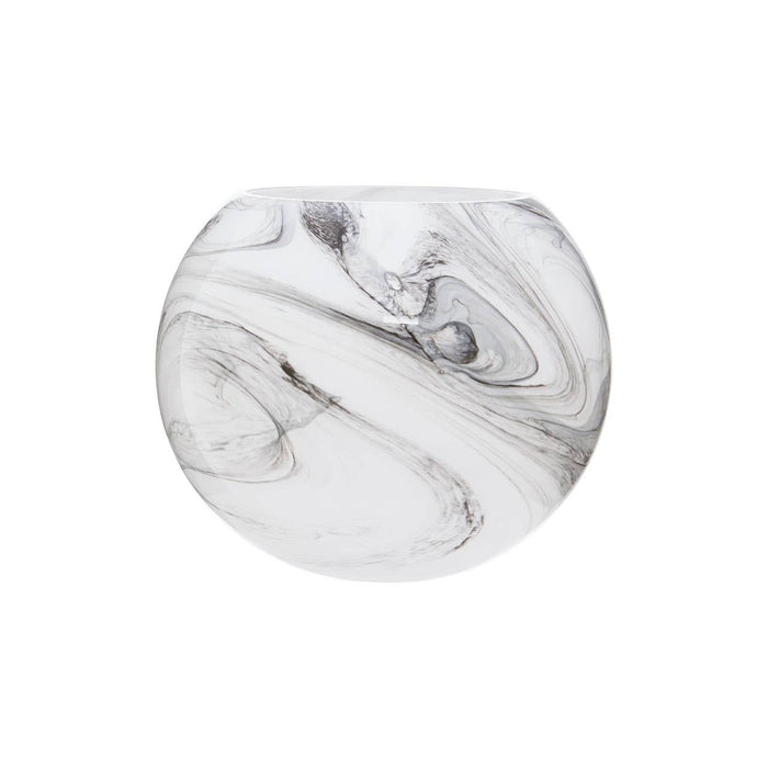 White Grey Marble Effect Glass Vase