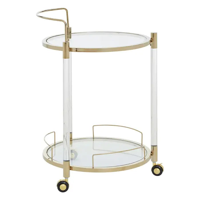 Oria Round Clear and Gold Drinks Trolley