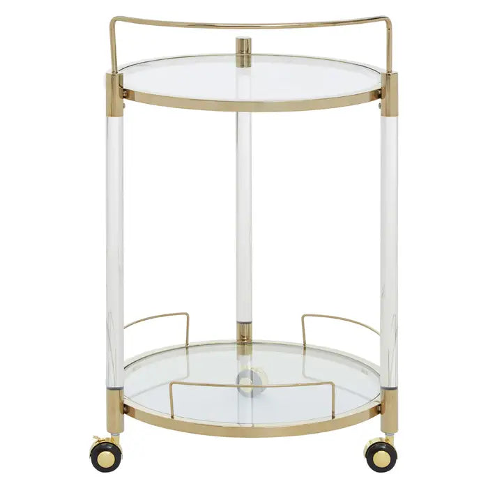 Oria Round Clear and Gold Drinks Trolley