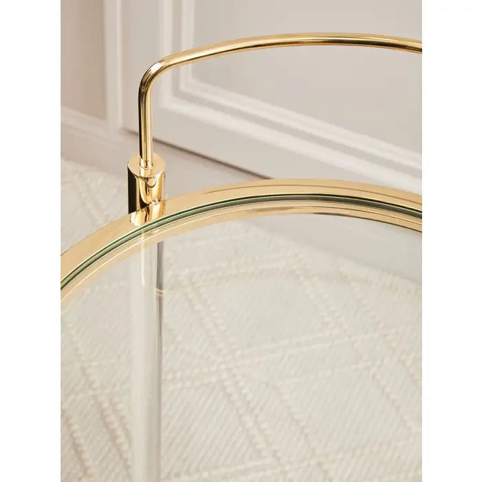 Oria Round Clear and Gold Drinks Trolley