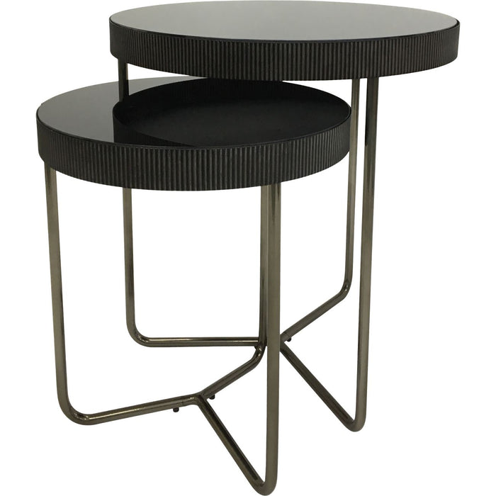 Knightsbridge Set of 2 Side Tables with Black Tinted Glass