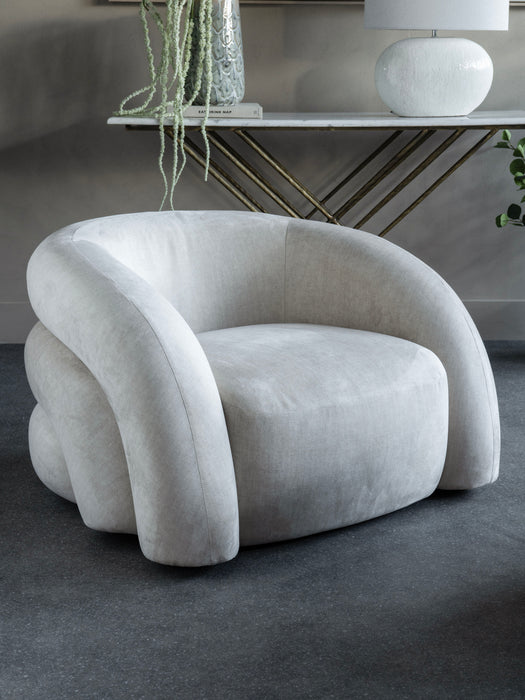 Casa Upholstered Curved Snug Chair Cream