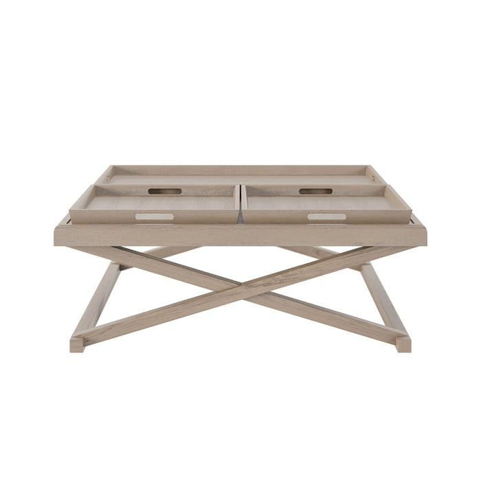 Bentley Coffee Table | Grey Aged Oak with 3 Removable Trays