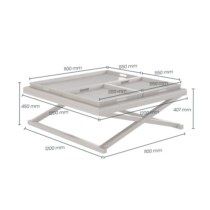 Bentley Coffee Table | Grey Aged Oak with 3 Removable Trays