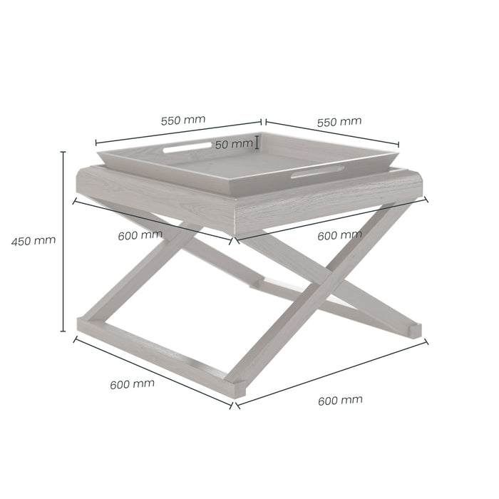 Bentley End Table | Grey Aged Oak with 1 Removable Tray