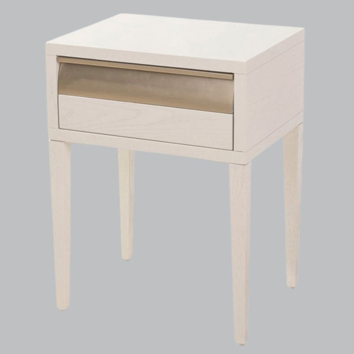 Cleo 1 Drawer Bedside - White Veneer and Antique Brass