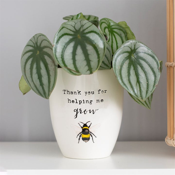 Thank You For Helping Me Grow Quote Ceramic Plant Pot