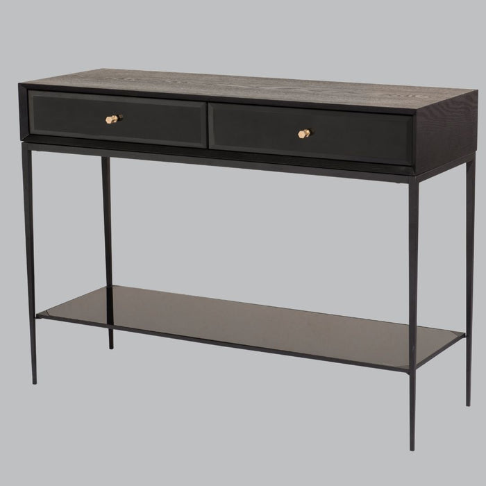 Dane Console Table - Antique Brass and Matt Black