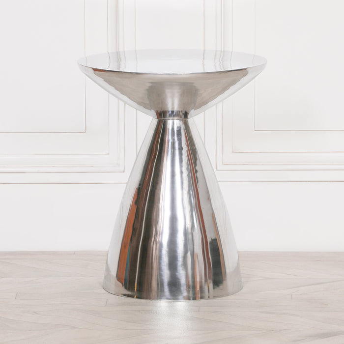 Hour Glass Style Cast Aluminium Side Table