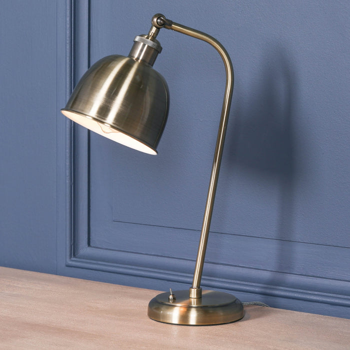 Industrial Style Satin Brass Metal Table Lamp with Shade