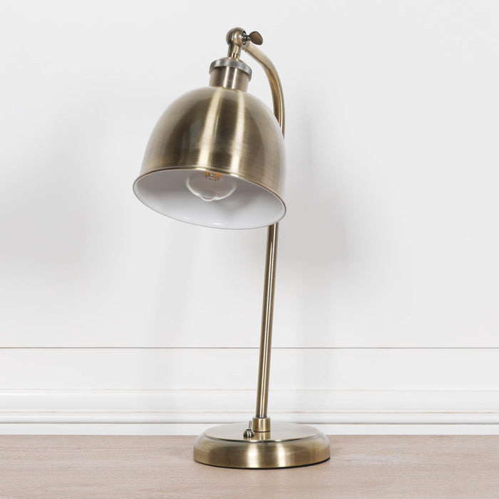 Industrial Style Satin Brass Metal Table Lamp with Shade