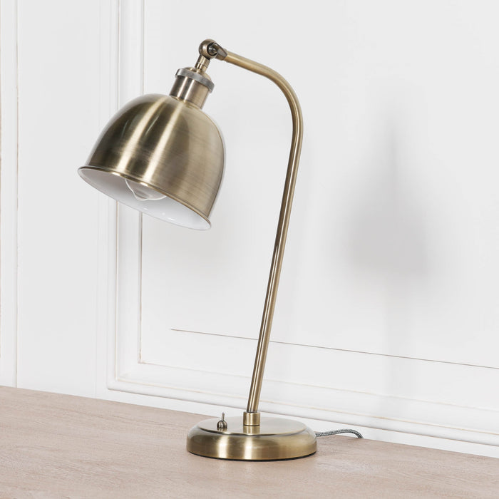 Industrial Style Satin Brass Metal Table Lamp with Shade