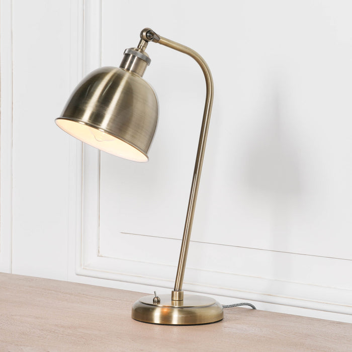 Industrial Style Satin Brass Metal Table Lamp with Shade