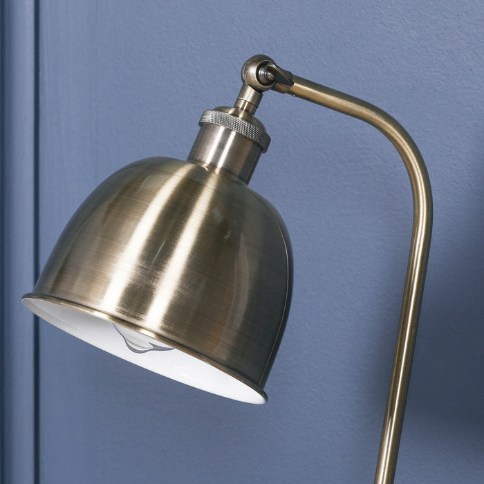 Industrial Style Satin Brass Metal Table Lamp with Shade