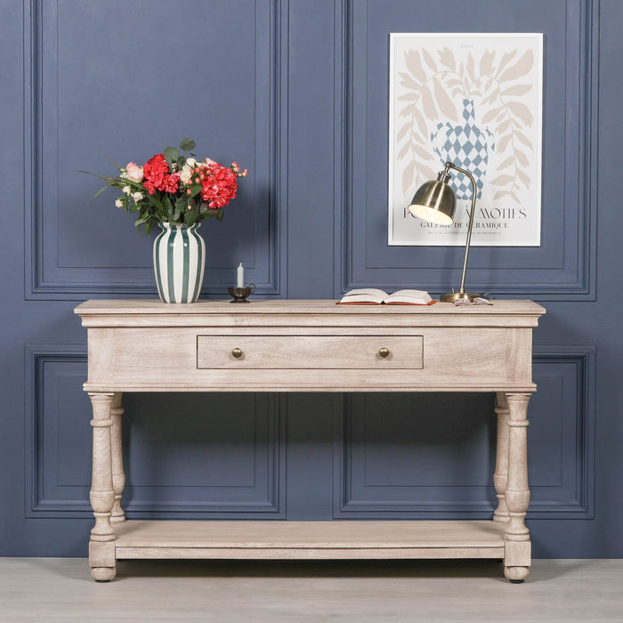 Acacia Wooden Console with Single Drawer