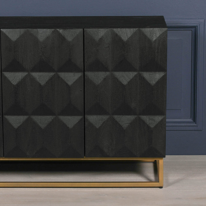 Black Wooden Diamond Pattern Sideboard