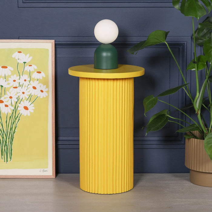 Ribbed Yellow Round Side Occasional Table