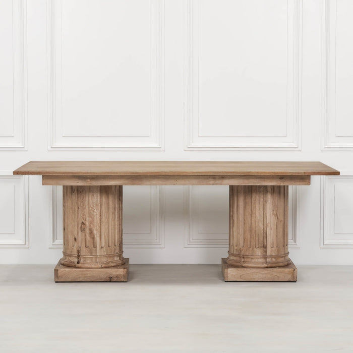 Wooden Column Rectangular Dining Table 220cm