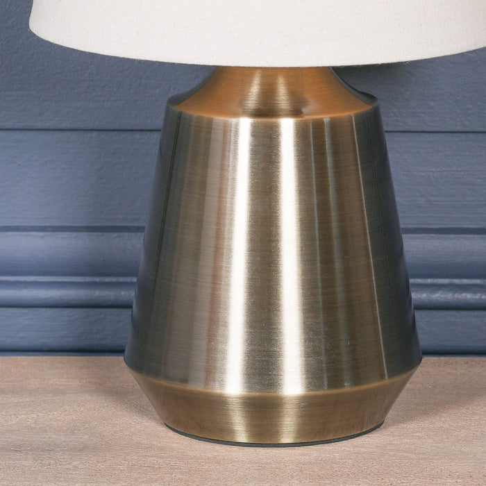 Satin Brass Metal 35cm Bedside Table Lamp with Shade