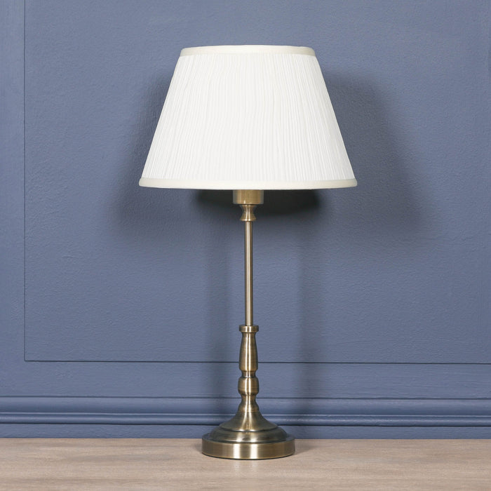 Classical Satin Brass Candlestick Metal Table Lamp with Shade