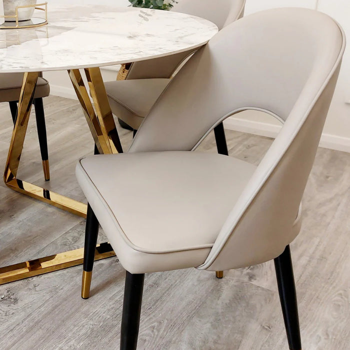 Astra Dining Chair - Beige Leather