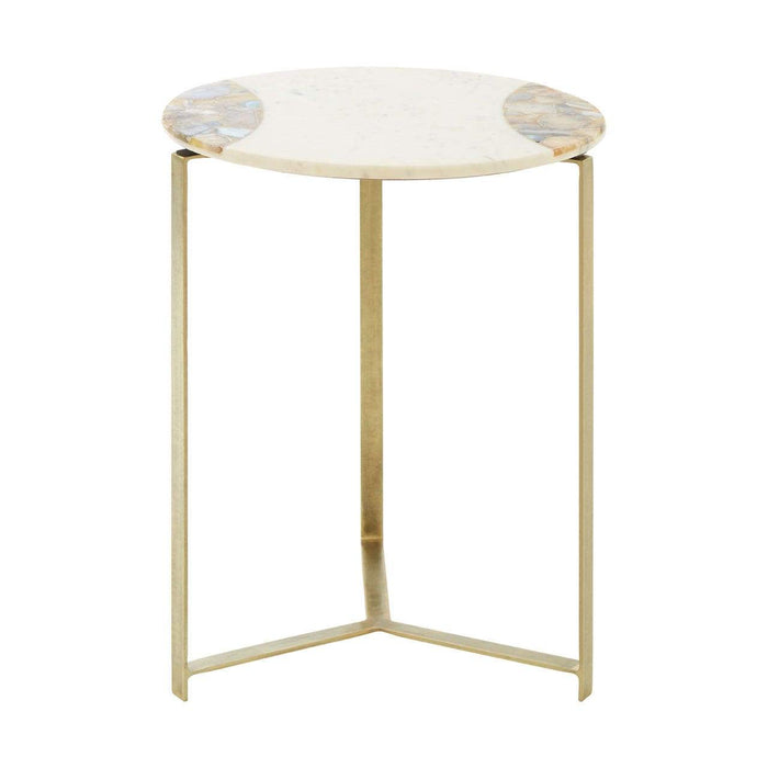 Vizzini Marble / Brass Finish Iron Side Table - Modern Home Interiors