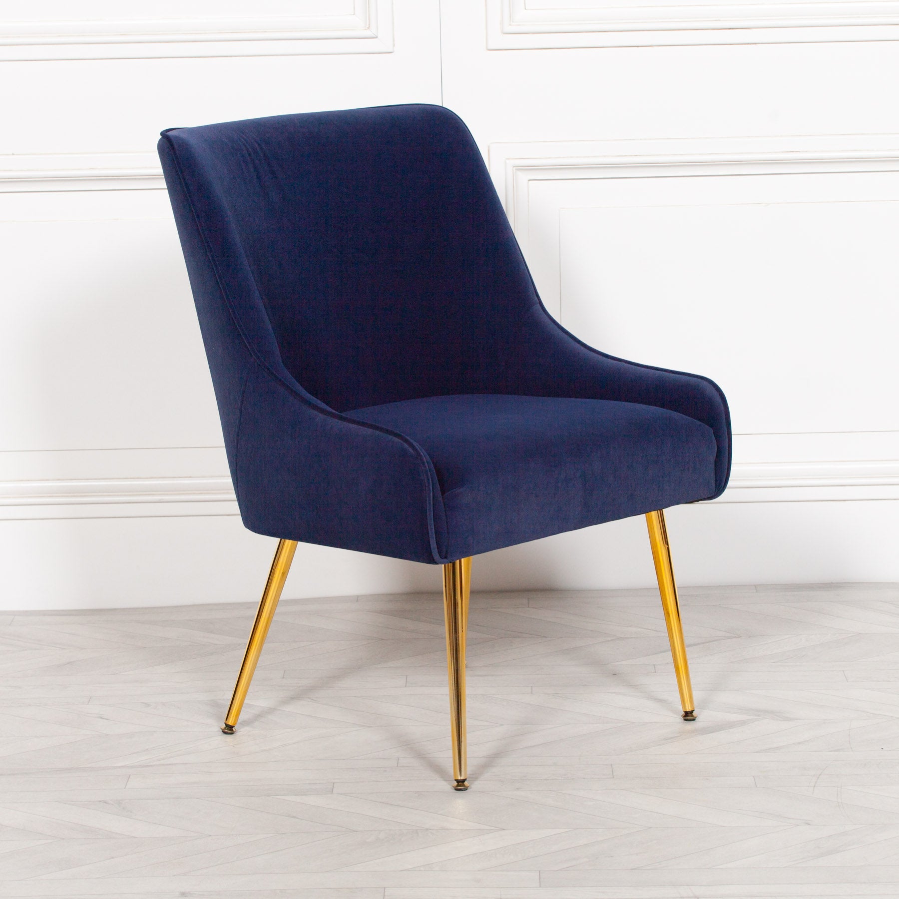 Navy velvet chair with deals gold legs